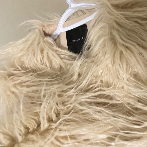 Dynamite Shaggy Faux Fur Jacket Cream Glam Layer - Picture 7 of 8